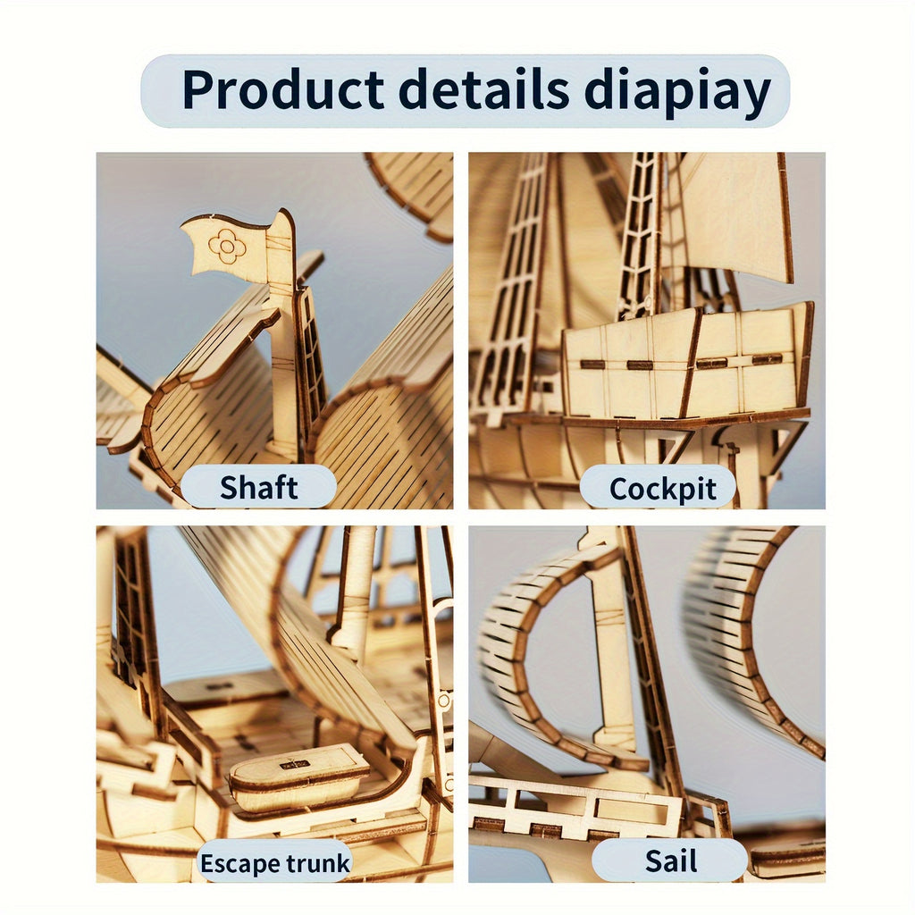 3D Wooden Puzzles Ocean Sailboat Model Kits Brainteaser Christmas/Birthday Gifts for Adults And Teens Handmade