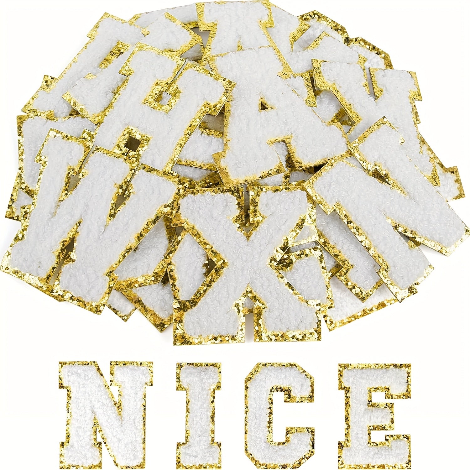 26pcs Self Adhesive Letter Patches Chenille Letters Stickers, A-Z Embroidered Applique Patches Alphabet Cloth Patch for Clothes, Bags, Hat, Phone Case, DIY Accessories