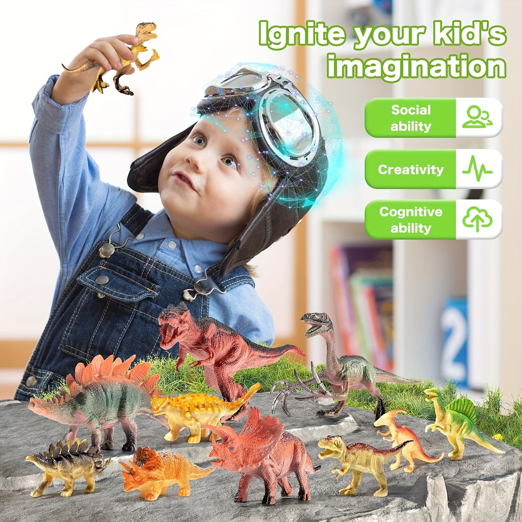 46pcs Dinosaur Toys for Boys - Realistic Jurassic Dinosaurs Figures with Eggs&Trees&Fence, Educational Toy for Youngsters, Creat a Dinosaur World with Parents and Friends, Ideal Easter Gifts for Kids