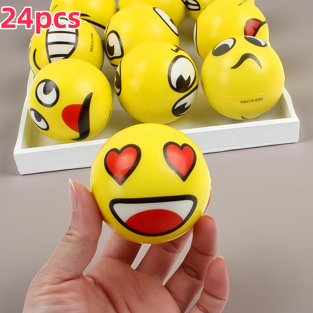 [Stress Relief Toys] 24pcs Mini Squeeze Balls With Random Facial Expression Designs Novelty Stress Relief Toys Fun And Wacky Hand Pressed Popping Toys Ideal For School Carnival Prizes Student Rewards Party Favors And Holiday Giveaways