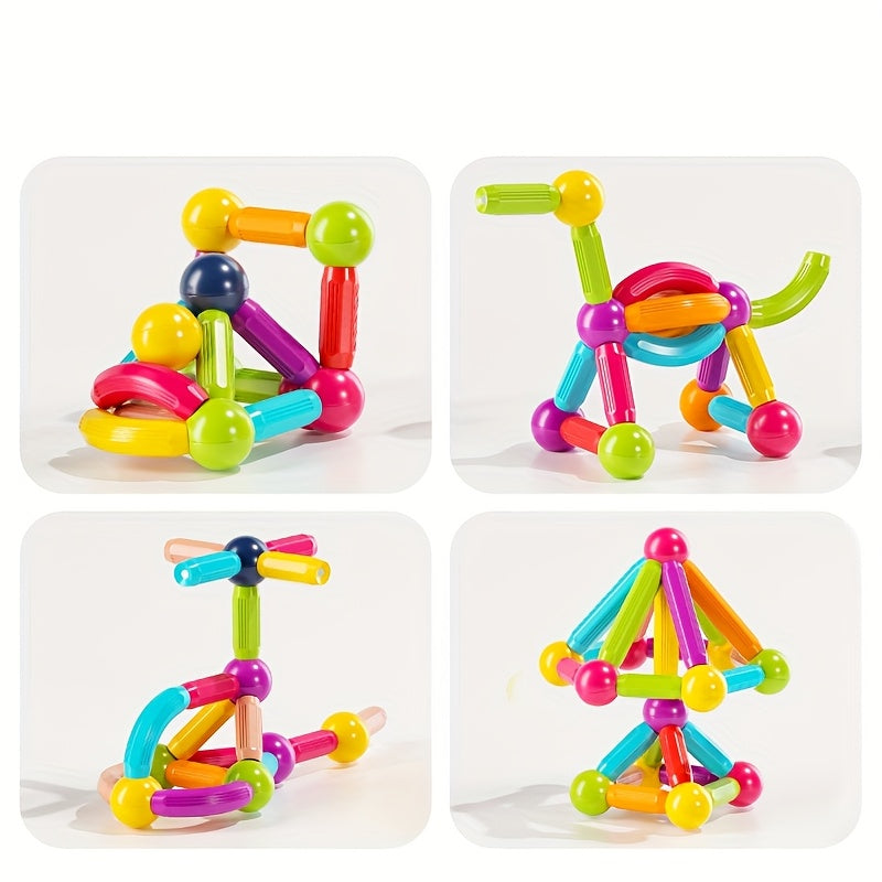 58/28-Piece Creative Magnetic Building Sticks Set, Can Build Various 3D Structures, Stimulate Children's Imagination, Creativity And STEM Skills, Suitable for Family, Classroom And Group Play.