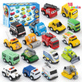 18pcs Pull Back City Cars And Trucks Toy Vehicles Set for Kids Age 3+, Friction Powered Cars Toys for Children, Boys, Girls' Educational Play, Goodie Bags Stuffers, Multi-Item Party Favor Packs for Children, Perfect Easter Christmas Gifts