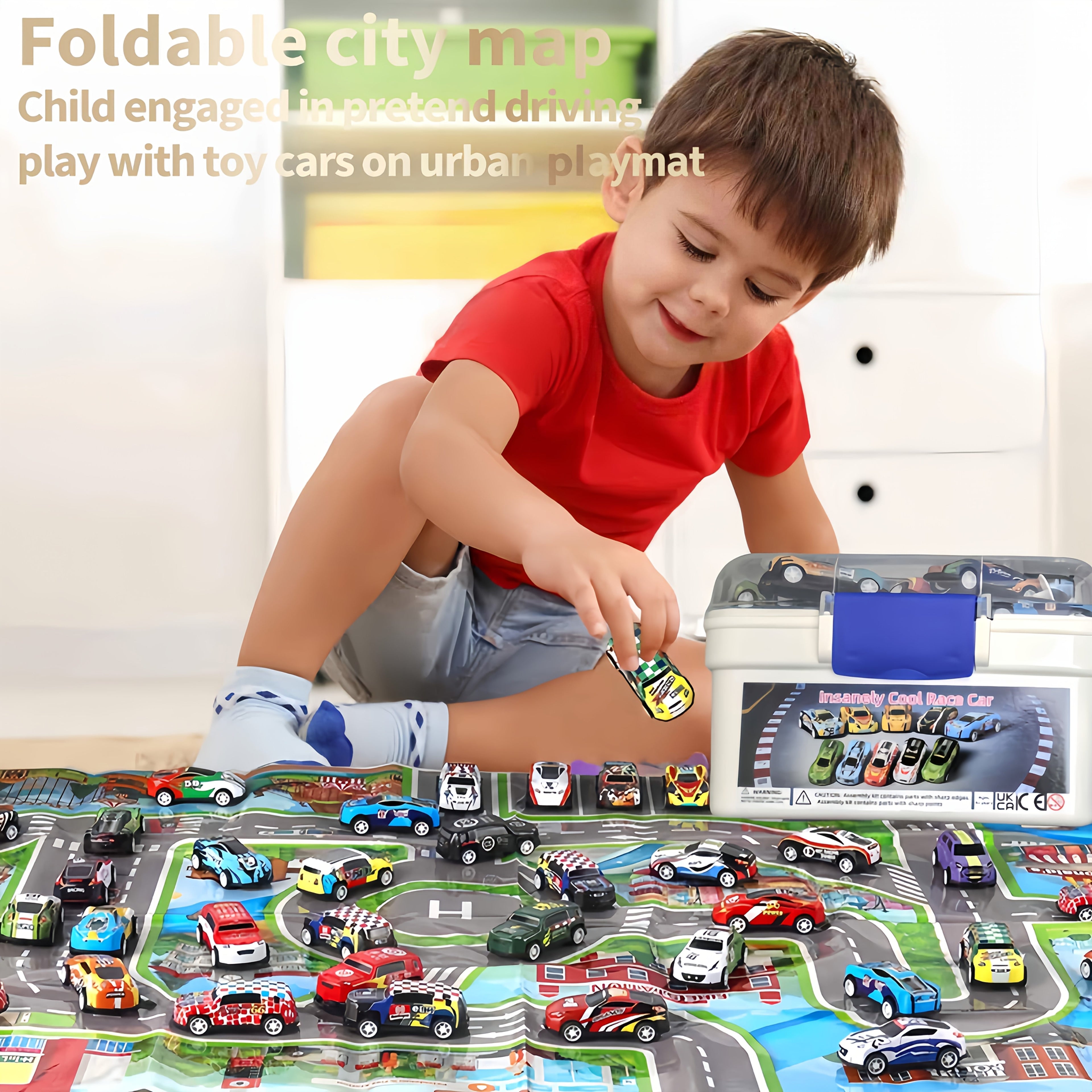 64pcs Toy Car Set with Storage Box & Foldable Play Mat - Pull-Back Metal Racing Cars, Educational And Fun Gift for School Activities, Children's Party Favors, Ideal for Boys & Girls Aged 3+ for Christmas, Thanksgiving, New Year & Birthday Presents
