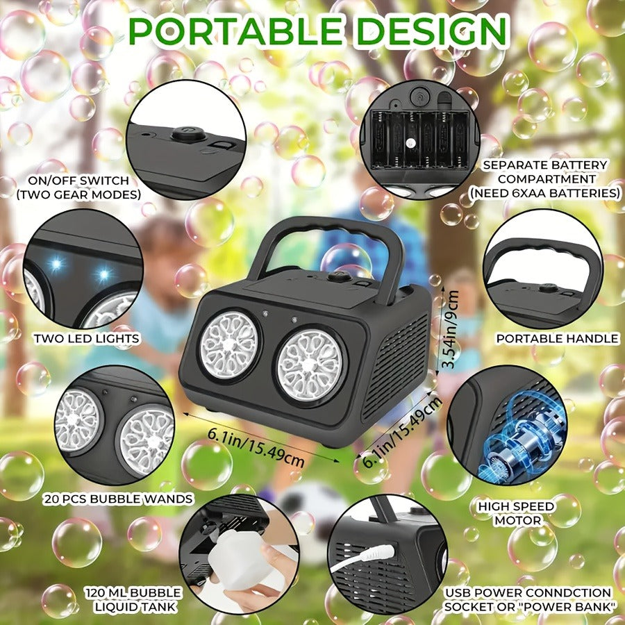 [Double Fan Bubble Machine] 1/ 2 Sets - Party Essential, Atmosphere Bubble Machine, Indoor and Outdoor Children's Toys, Wedding, Birthday, Halloween and Christmas Gifts (excluding Batteries and Foam Liquid), Activities and Entertainment