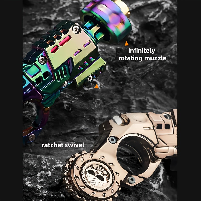 Metal Fidget Gun for Adults, with Reusable Shells*3/Bullets*20, Alloy Material Decompression EDC Fidget Spinner, Cool Relax Spinner Ring for Finger, Best Steel Mini Toy Gift for Men