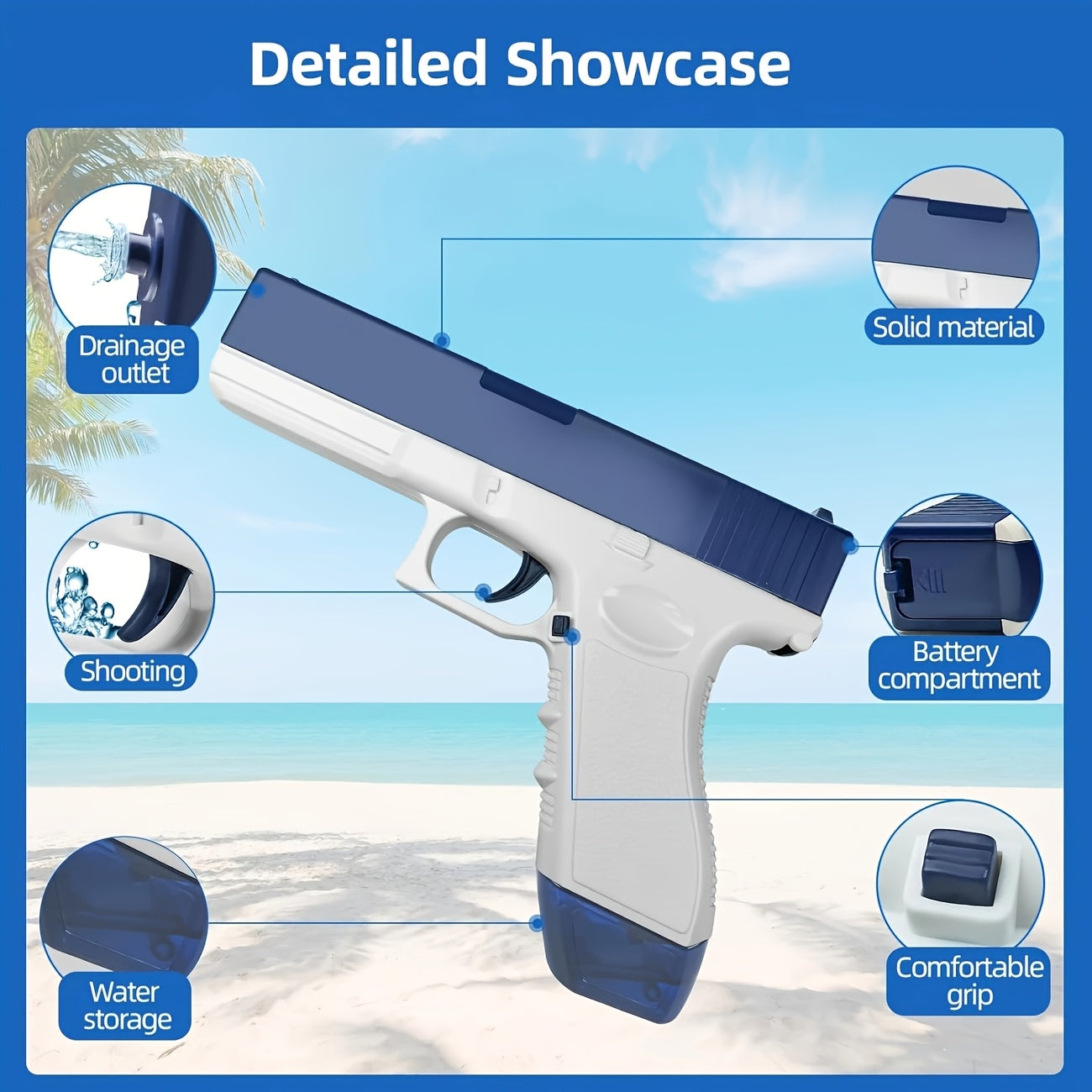 Powerful Electric Water Gun Toy - High-capacity Long-range Shooting with 2 Magazines, Pink/blue, Perfect for Beach Or Pool Summer Fun