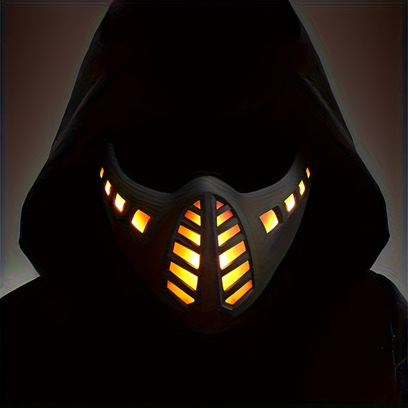 LED Cyberpunk Cool Sci-Fi Futuristic Mask, Full Face Mask - Maximum for Cosplay Photo Props, Bar Club Rave Party Supplies, Gift & Collection, Men's Breathable, Halloween Music Festival Accessories