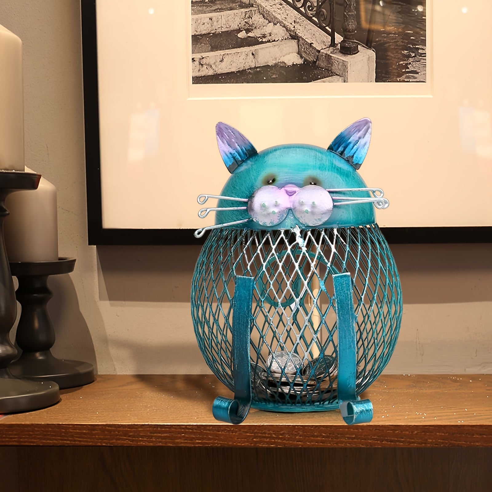Whimsical Cat Coin Piggy Bank - Ceramic Animal Figurine with Removable Bottom Lid, Adorable Cat-Themed Gift for Feline Fans, Perfect Home Decor for Living Room, Bookshelf, and Office, Ideal Birthday, Halloween, and Christmas Present