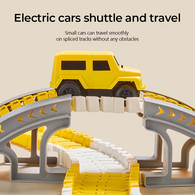 [Kids' Birthday Gifts] Tong Li Kids' Versatile Track Car Toys, Engineering Track Set, 3-8 Kids' Birthday Gifts Creative Building Electric Track Cars, Assembled Track Cars, Track Obstacle Challenge Cars, Train & Race Car Track Model Cars, High-Speed Track