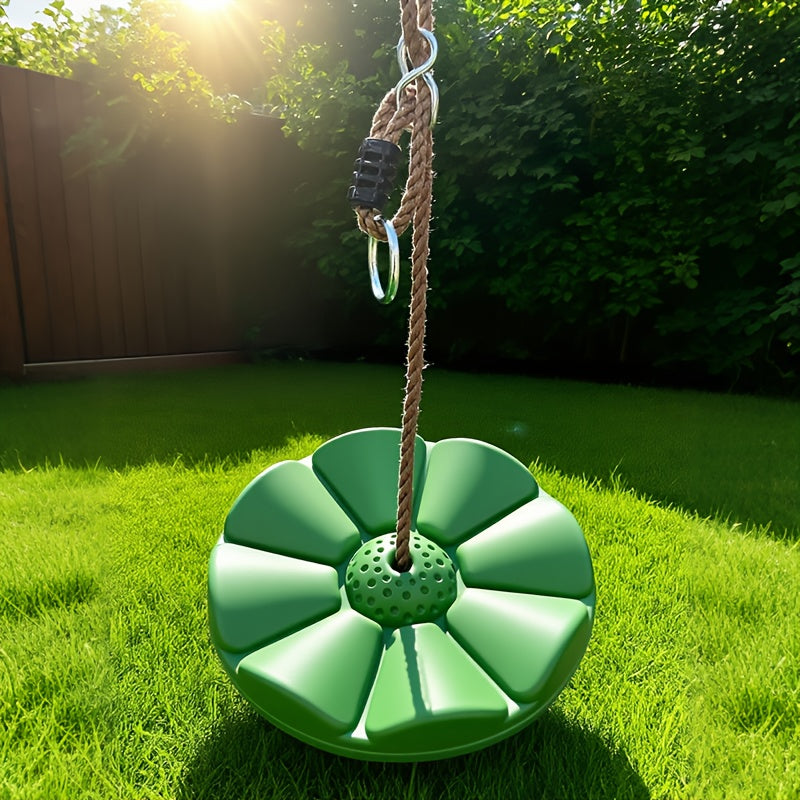 [Outdoor Fun Swing] Single-Person Thickened Swing, Outdoor Fitness Petal-Shaped Fun Swing, Diameter 11.8 Inches, Rope Length 78.7 Inches, Suitable for Playgrounds/Backyards