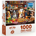 500PCS/1000PCS Dog Jigsaw Puzzles for Adults, Dogs' Dinner Party with Letters On Back, Funny Animal Puzzle, Relax Challenging Puzzles for Family Game Night, Home Wall Decoration Office Decor Men Women Birthday Gifts Thanksgiving Christmas Gift