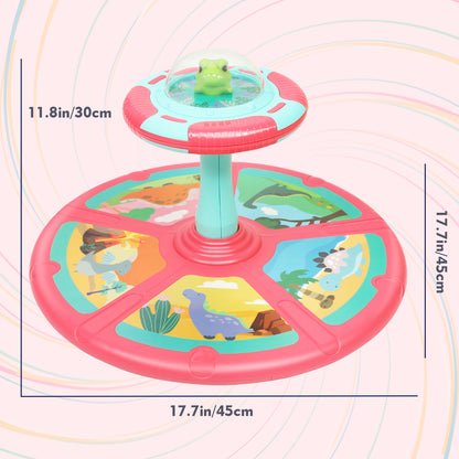 Dinosaur Sit And Spin Toy For Toddlers Girls Ages 18M+, Birthday Gift For Toddler, 360° Spin Seat Indoor Interactive Sensory Toy With Music