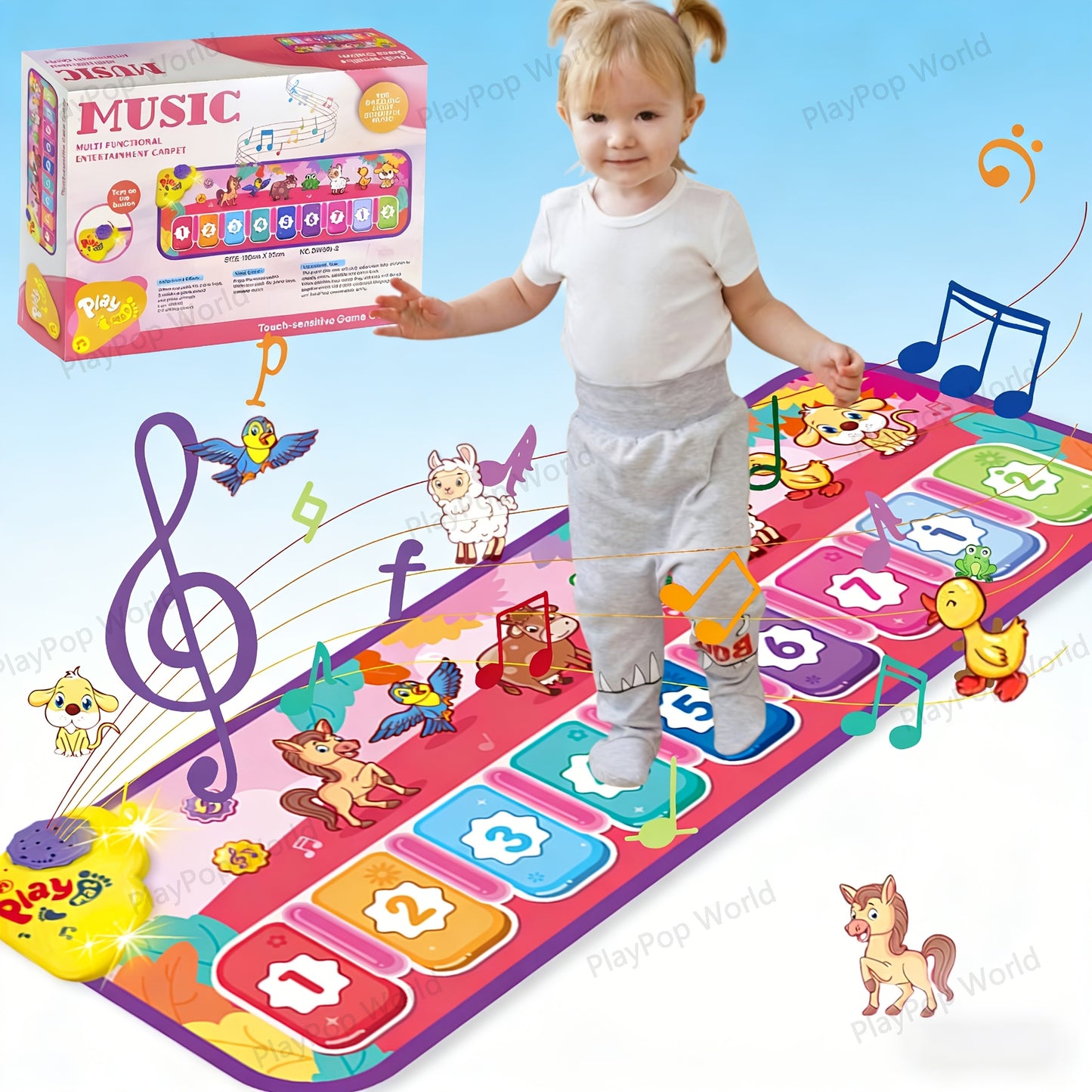 Children's Electronic Toy Farm Animal Piano Mat, Kids' Musical Carpet Play Mat, Children's Sensory Educational Learning Dance Keyboard Touch Blanket, Easter, Christmas, Birthday Gift, Suitable for 0+ Girls and Boys | Indoor/Outdoor Toy