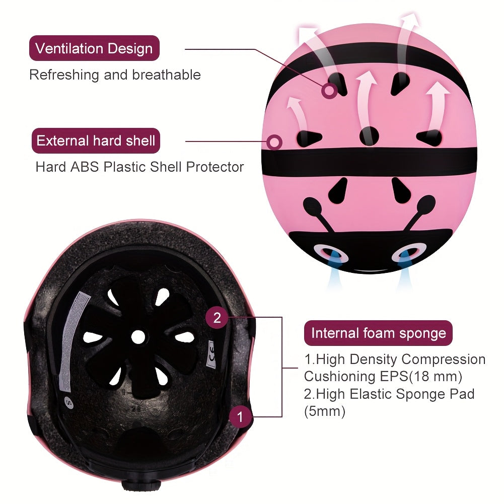 Lightweight Helmets for Children Aged 5 And Above, Suitable for Boys And Girls, Including Protective Gear for Various Sports. This Set Features a Bike Helmet Along with Knee And Elbow Pads for Safety While Cycling