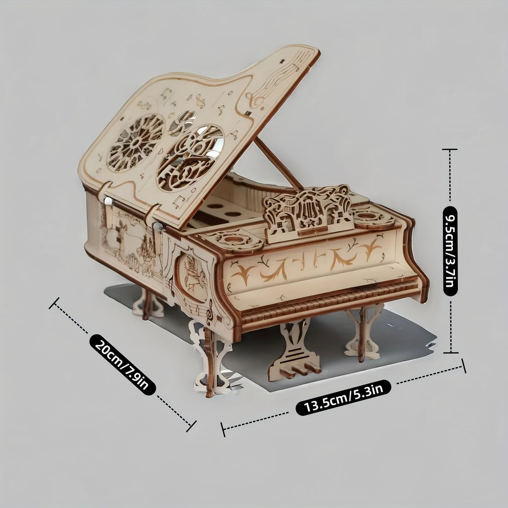 A Detailed Wooden Piano Puzzle Model Kit, Ideal for Assembling by Hand. This Musical-Themed Toy Makes a Wonderful Gift for Loved Ones And Includes a Craft Kit with Complex Designs And Plywood Materials