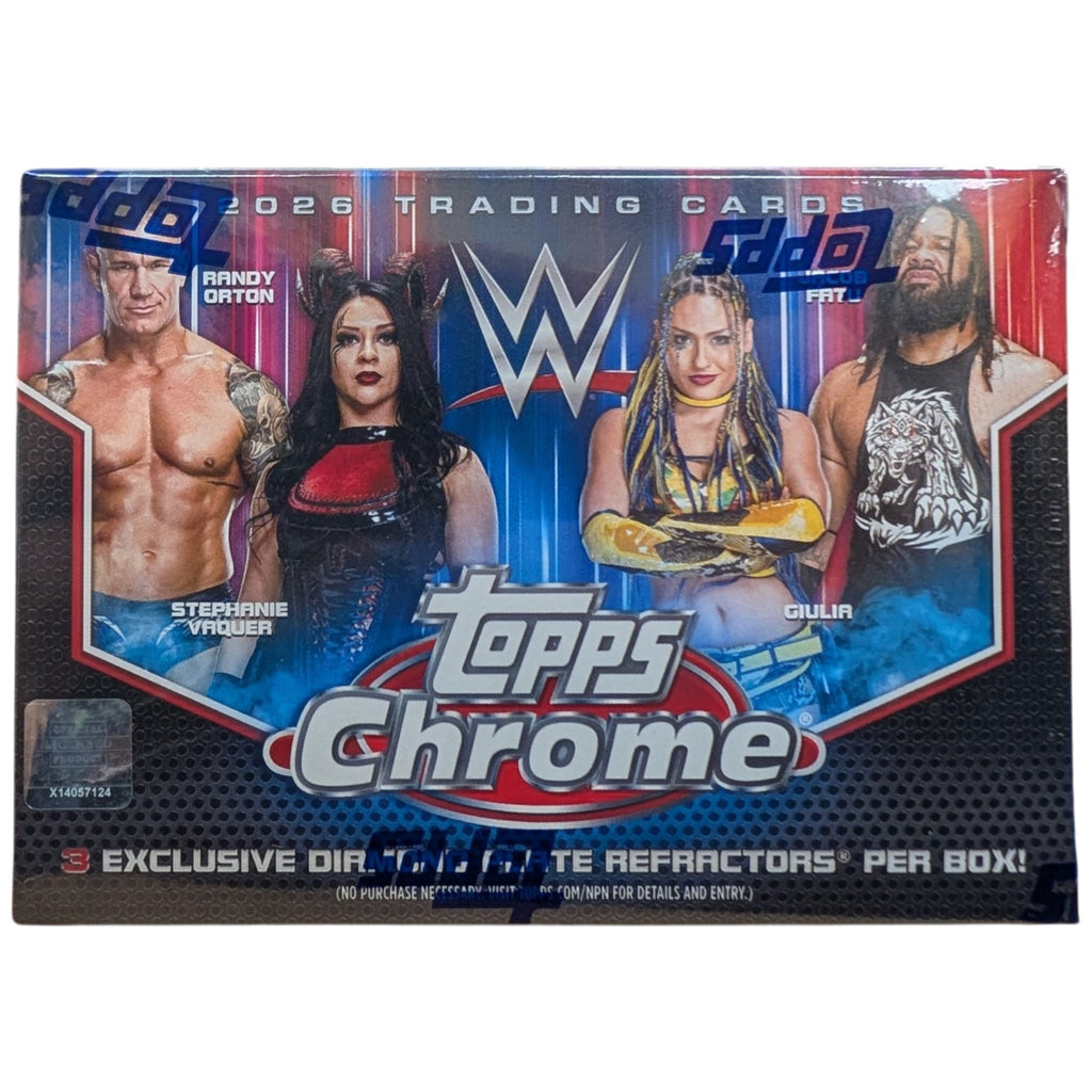 2026 Topps Chrome WWE Blaster Box – 28 Cards – Diamond Plate Parallels & Inserts