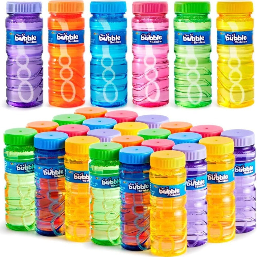 Bubble Bottles Available in Packs of 6, 12, 24, Or 36 (4Oz Solution), Perfect for Children Aged 3 And Up. These Bubble Solutions Come with Wands And Are Ideal As for Party Favors Or Summer Outdoor Toys for