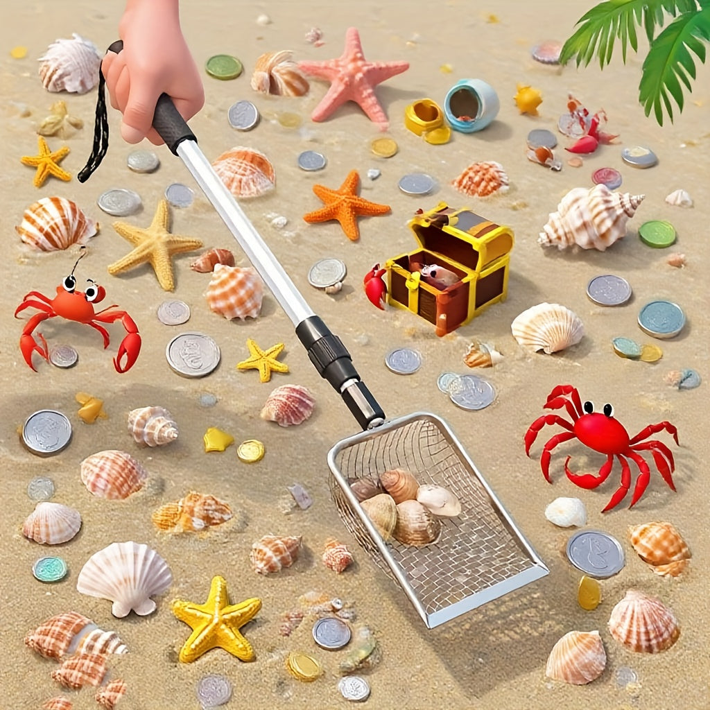 1/2pcs Stainless Steel Retractable Beach Sifter Scoop, Suitable for Treasure Hunting, Shell Collecting, Conch Collecting, Beach Combing, Can Also Be Used for Cleaning Cat Litter, A No-Bend Cat Litter Scoop