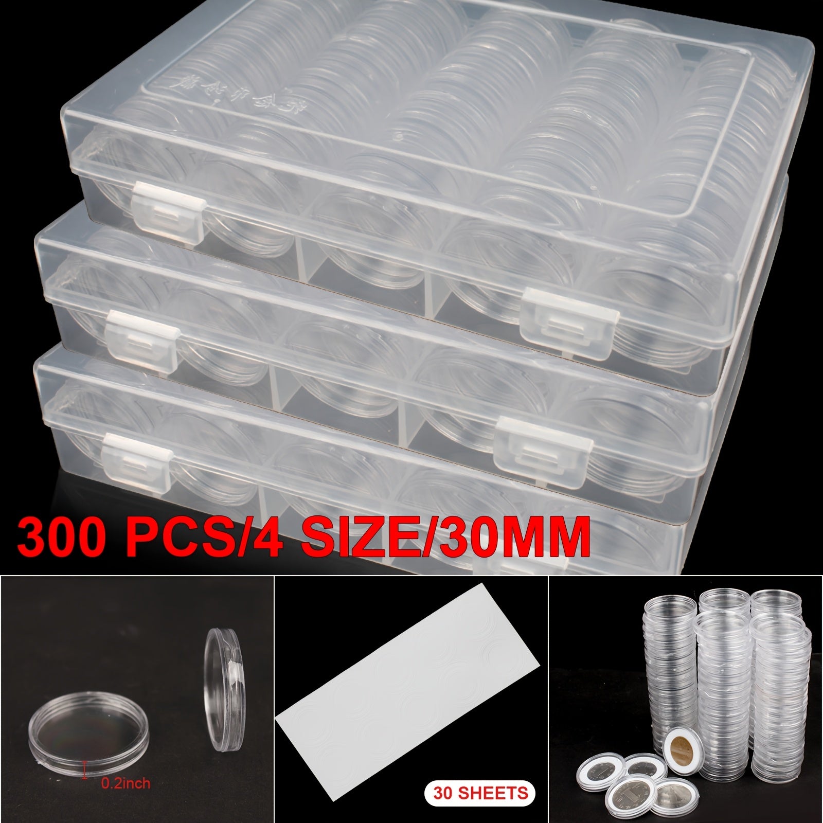 Clear Coin Capsules, Dollar Coin Holder, 100/200/300pcs Coin Holders For Collectors, Plastic Coin Case, Coin Protectors With Adjustable Gasket
