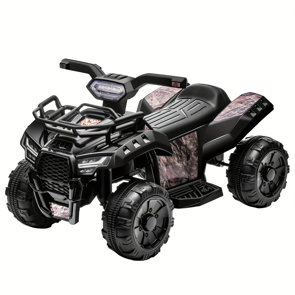 1pc 6V Kids Ride on Toy, 4-Wheeler Quad ATV with 1.2MPH Max Speed, Treaded Tires, Rubber Handles, Push-Button Go, Electric Ride on Toys Best Gifts for 18-36 Months Boys Girls