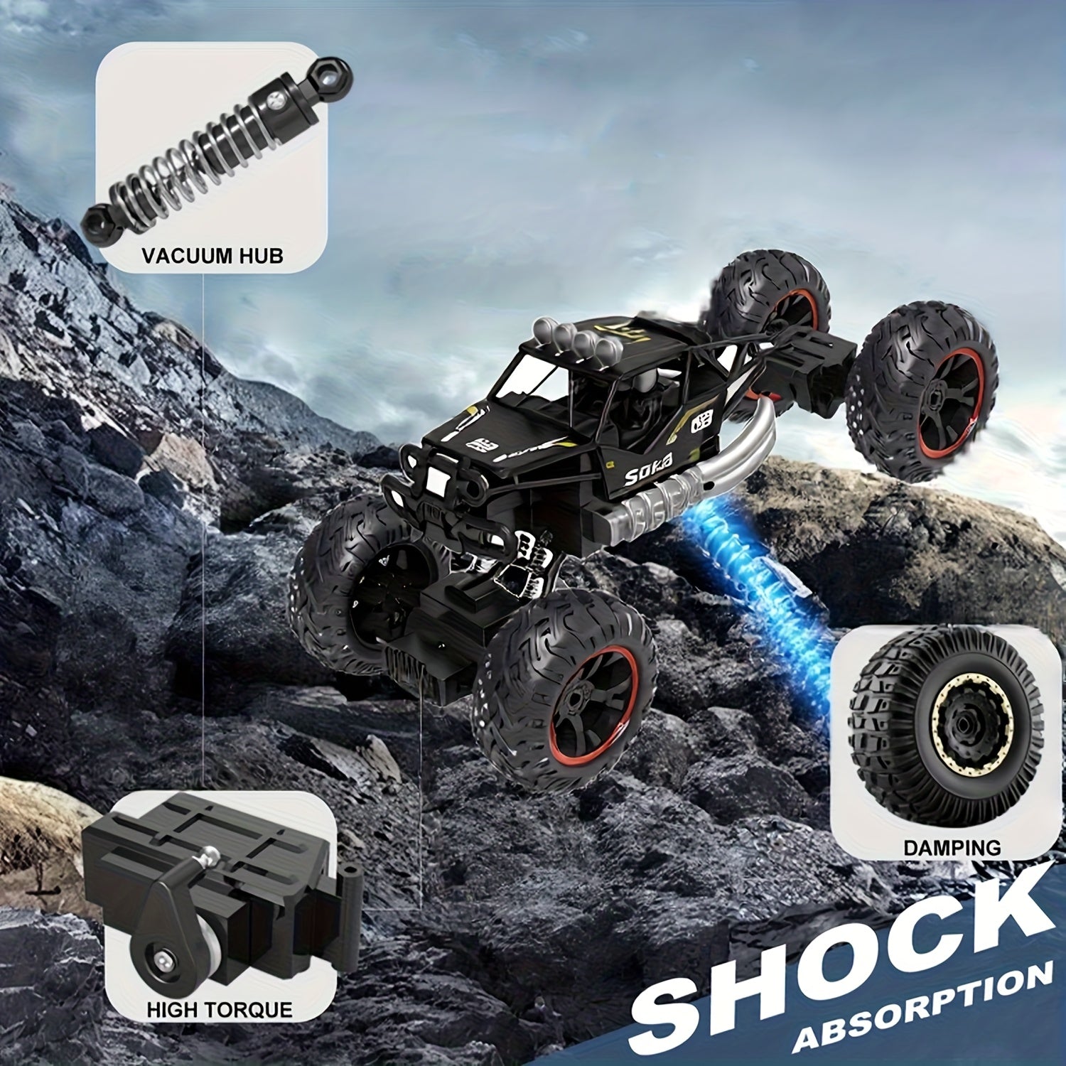 [Remote-Controlled Toy Cars] Large Remote-Controlled Cars, High-Speed Remote-Controlled Vehicles, Rechargeable USB Electric Toy Cars, High-Speed Remote-Controlled Racing Cars, All-Terrain Off-Road Trucks, Cool Toys, Gifts Suitable For Boys Over 6 Years Ol