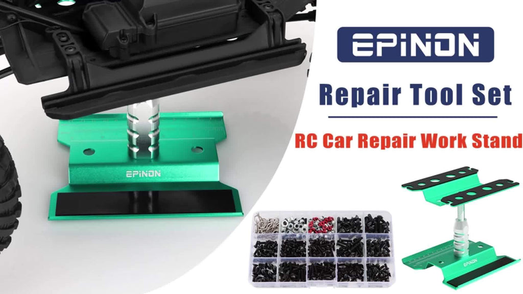 EPINON RC Vehicle Maintenance Stand with a Complete Tool Set Featuring 360-Degree Rotation, Including 520pcs of Screws, Screwdrivers, And a Screws Tray Suitable for 1/8, 1/10, 1/12, 1/16, And 1/18 Scale RC Cars, Crawlers, Trucks, And Buggies