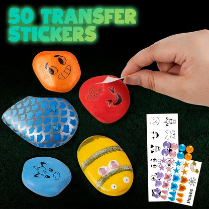[Easter Birthday Gifts] Glow In The Dark Rock Painting Kit Toy For Kids, Craft Toys For Children, Arts And Crafts For Kids Ages 6+, Art Supplies Kids Toy, Creative Crafts Paint Kits, Cool Arts Crafts Toy For Boys And Girls, Perfect Easter Birthday Gifts