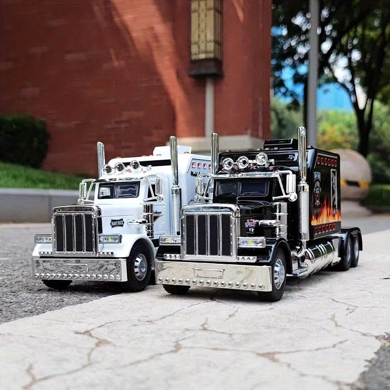 Die-cast Metal Model Cars, Semi-trailer Trucks, Heavy-duty Trucks and Trailer Toy Vehicles, Pull-back Alloy Truck Toys, 1:24 Scale Truck Model Toys, Toy Car Collectible Ornaments, the Perfect Gift for Children Aged 3 and Up, Birthday Gift