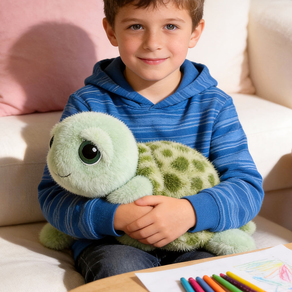 The Best Gift for Girls Is The Big-eyed Turtle Plush Toy And Turtle Pillow. It's A Large-sized Birthday Present And A Small Turtle Plush Toy. It's A 15.75-inch Big-eyed Turtle Plush Toy, A Cute Turtle Plush Toy, A Melancholy Turtle Plush Toy