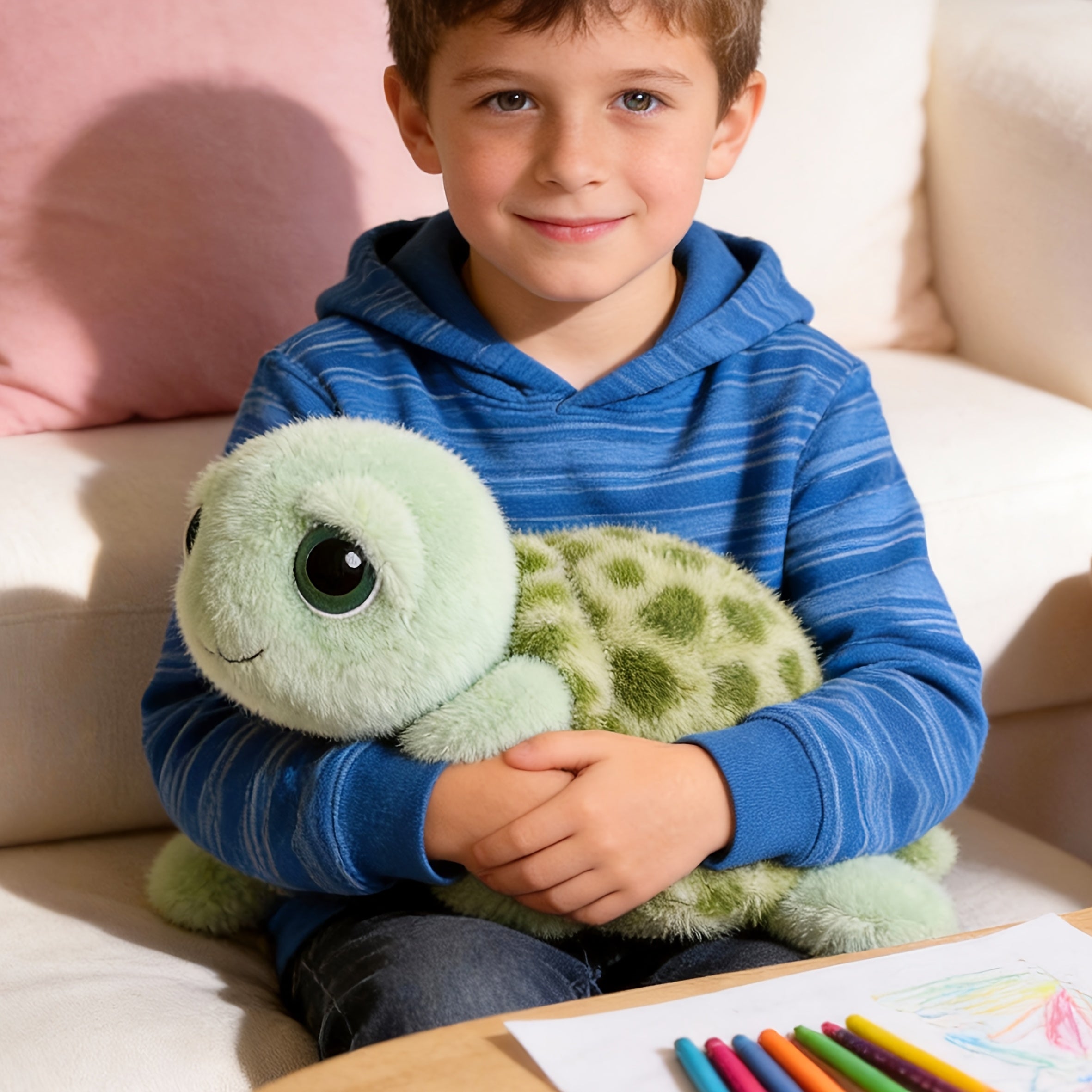 The Best Gift for Girls Is The Big-eyed Turtle Plush Toy And Turtle Pillow. It's A Large-sized Birthday Present And A Small Turtle Plush Toy. It's A 15.75-inch Big-eyed Turtle Plush Toy, A Cute Turtle Plush Toy, A Melancholy Turtle Plush Toy