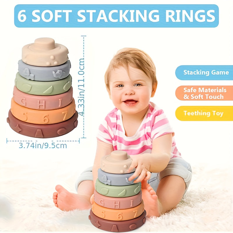 6in 1 Stacking Toy Bestseller Sensory, 6pcs, 26pcsHand-Eye Coordination & Logical Thinking Brain Booster, Perfect Easter Basket Stuffers Birthday Gift for Toddlers, Viral Educational Game, Fine Motor Skills, 2026 Hot Sell