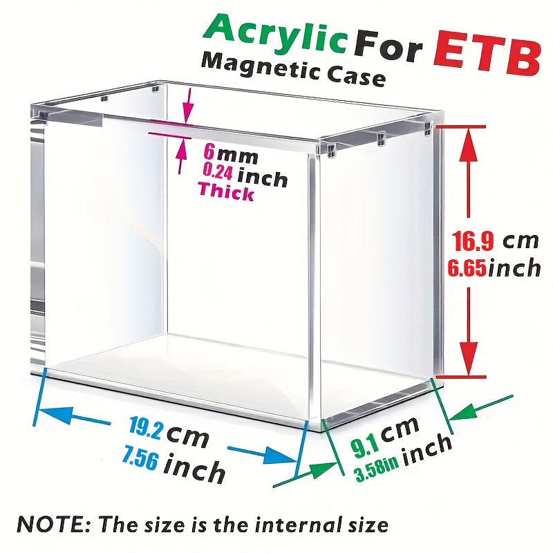 A 6Mm Acrylic Display Box That Can Be Stacked, Designed for Elite Trainer ETB. This Magnetic, Dustproof Box with a Lid Is Ideal for Showcasing Trading Cards, Collectibles, And Sports Memorabilia. It Features Enhanced Models, Accurate Sizing