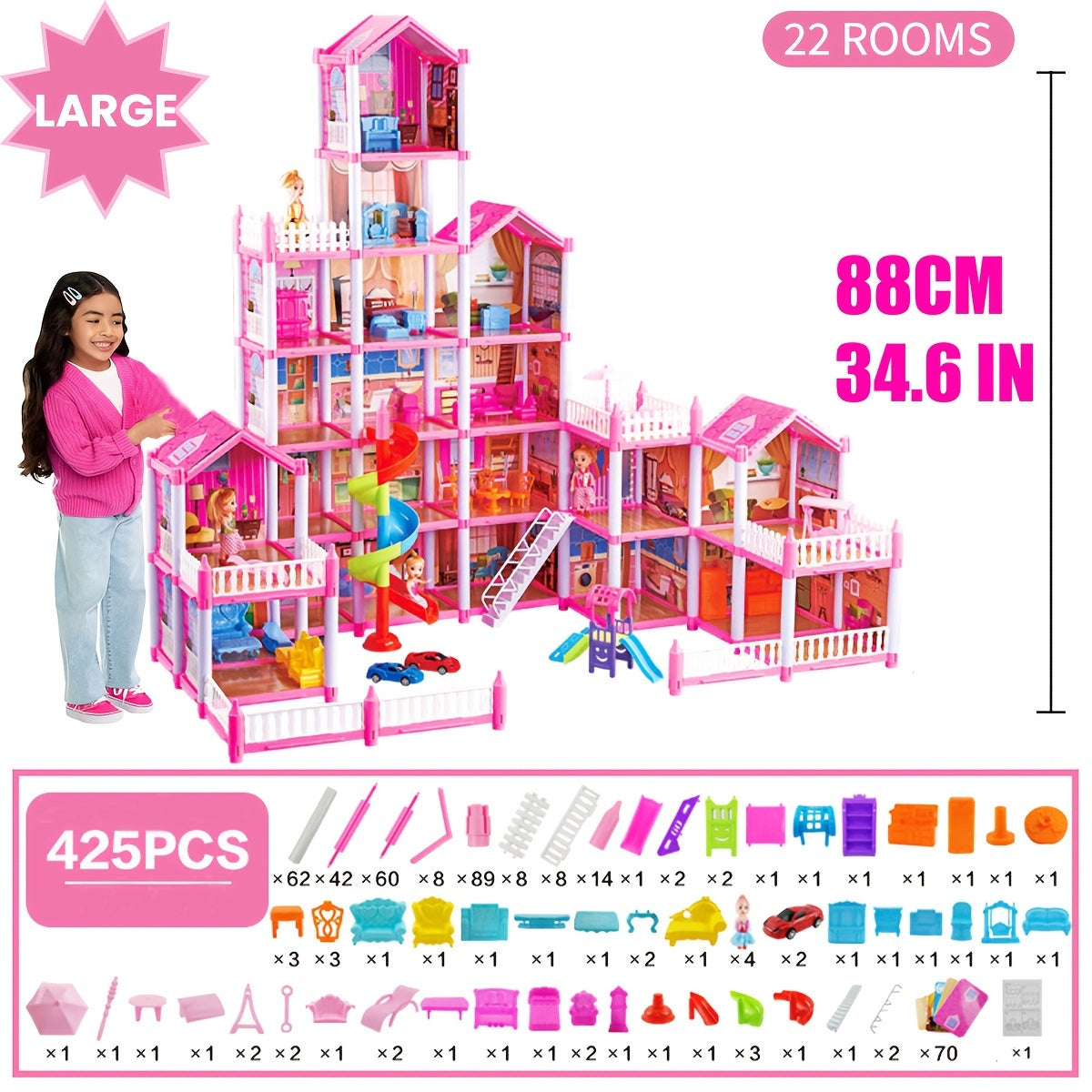 Room 10/11/14/15/20/22/26/27 Mini Doll House Doll House Princess Castle Toy Furniture Additions, Doll Villa, Logical Thinking, Princess Christmas Birthday Gifts Toys for 3+ Year Old Girls
