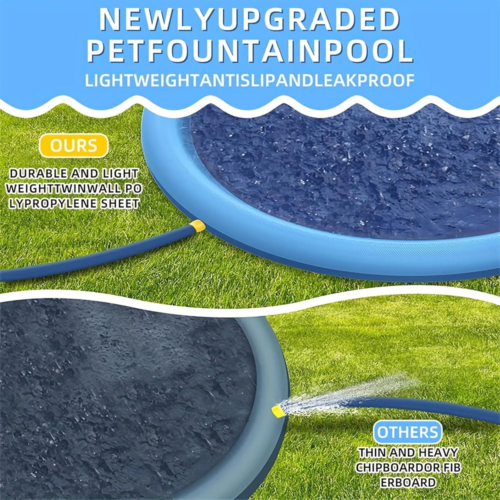 Extra Thick Splash Pad for Large Dogs, 0.6Mm Non-Slip Durable Dog Sprinkler Pool & Cooling Mat, Heavy Duty Summer Outdoor Water Play Fountain for Jumbo Breeds