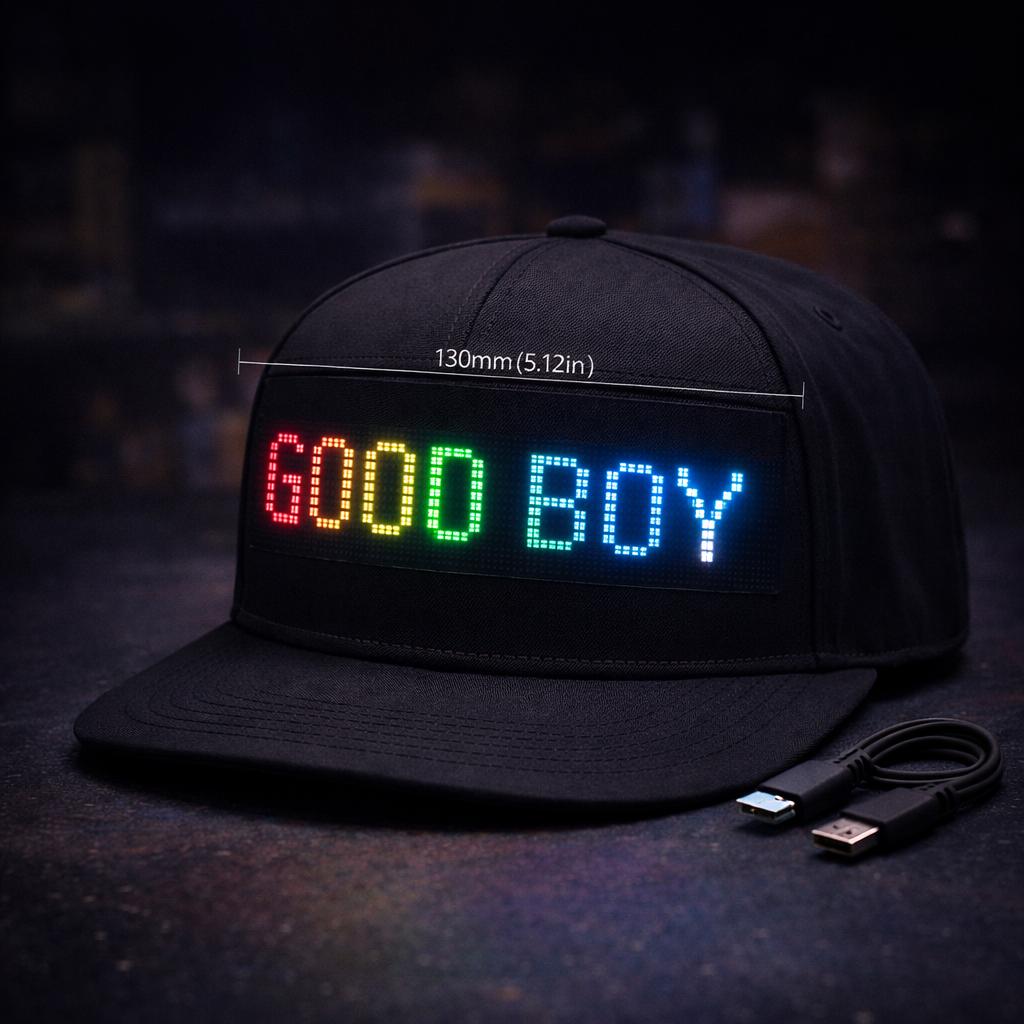 [Programmable LED Hat] Programmable LED Night Light Hat for Men| Mobile App Control, Scrolling Text for Voting, Elections, Parties, Dances, Halloween, Christmas Gifts, USB Charging