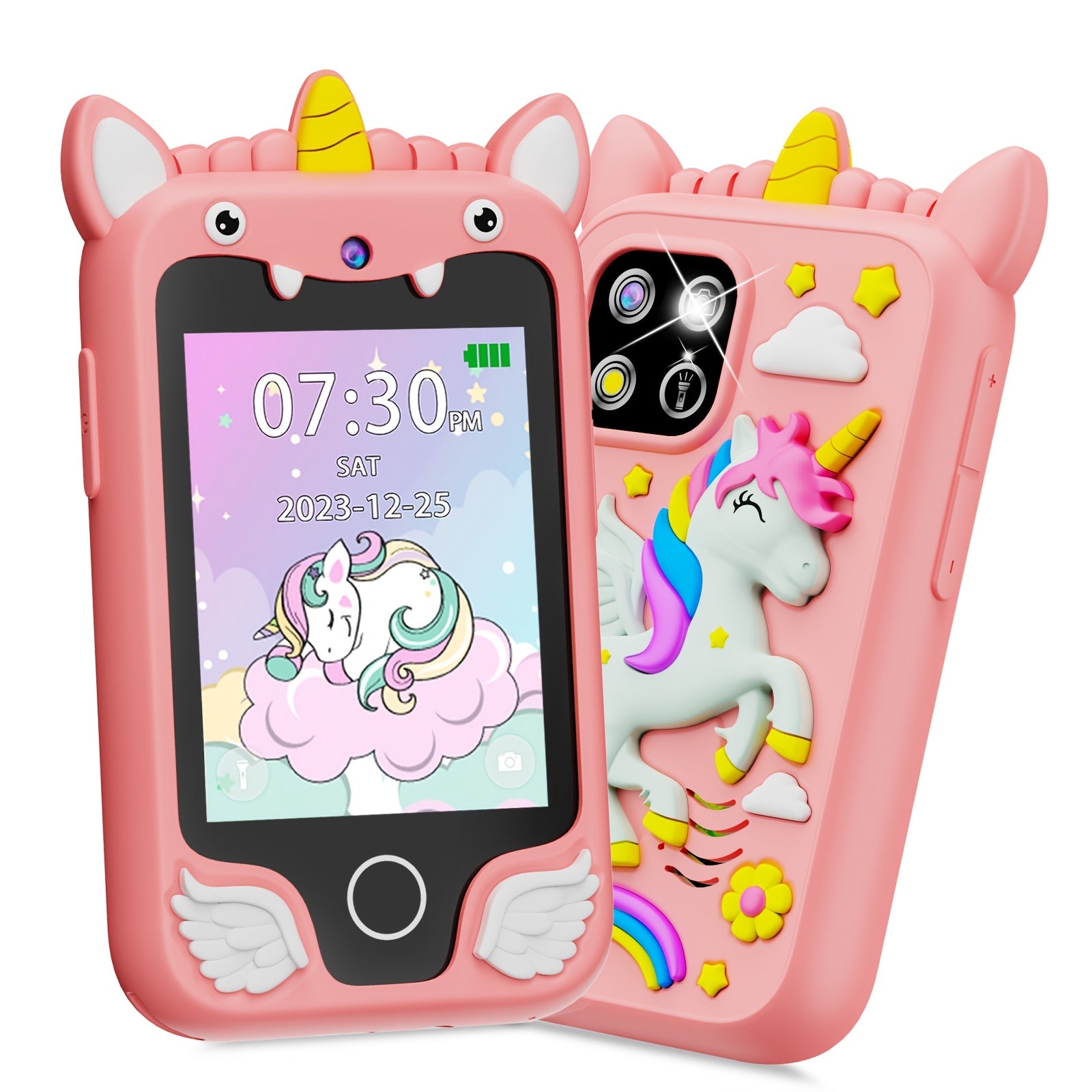Kid's Fun Explorer Phone - 8GB HD Touchscreen Dual Camera Cell Phone with Dinosaur Design, Kids Smart Phone Toy, Dinosaur Kids Toy Phone, Educational Travel Toy, Perfect Birthday, Halloween, Christmas Gift