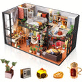 Handmade 3D Puzzle Dollhouse Set with Protective Cover - Charming Interior Design, Perfect for Home Decoration & Holiday Presents - Glue & Batteries Not Provided, Miniature Dollhouse Additions
