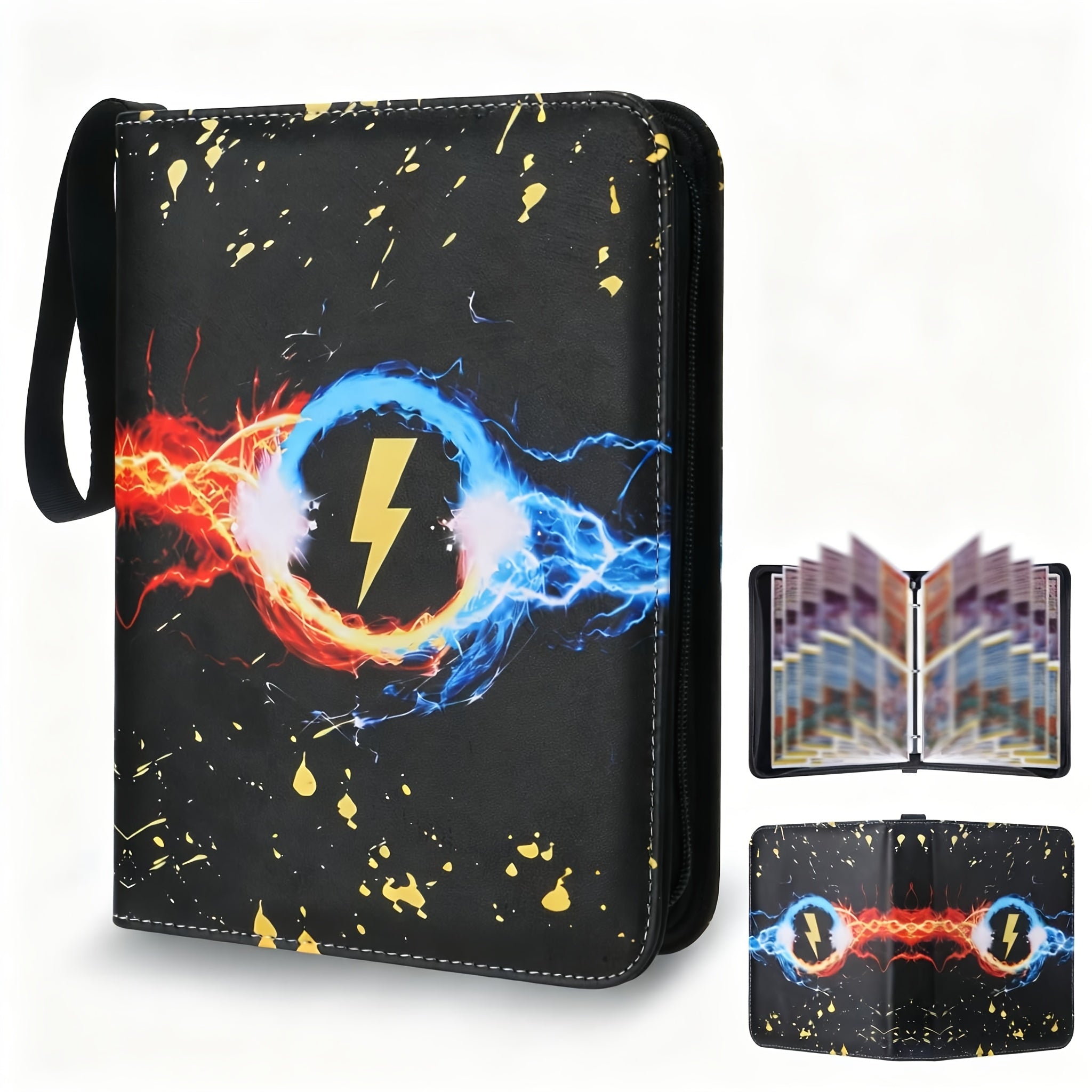 400 Cards Binder - Durable Faux Leather with Lightning Bolt Design | 400 Double-Sided Pockets, High-Quality Stitched Edges, Suitable for MTG, TCG, Sports Cards - Collectible Card Album for Adults and Teens (8+)