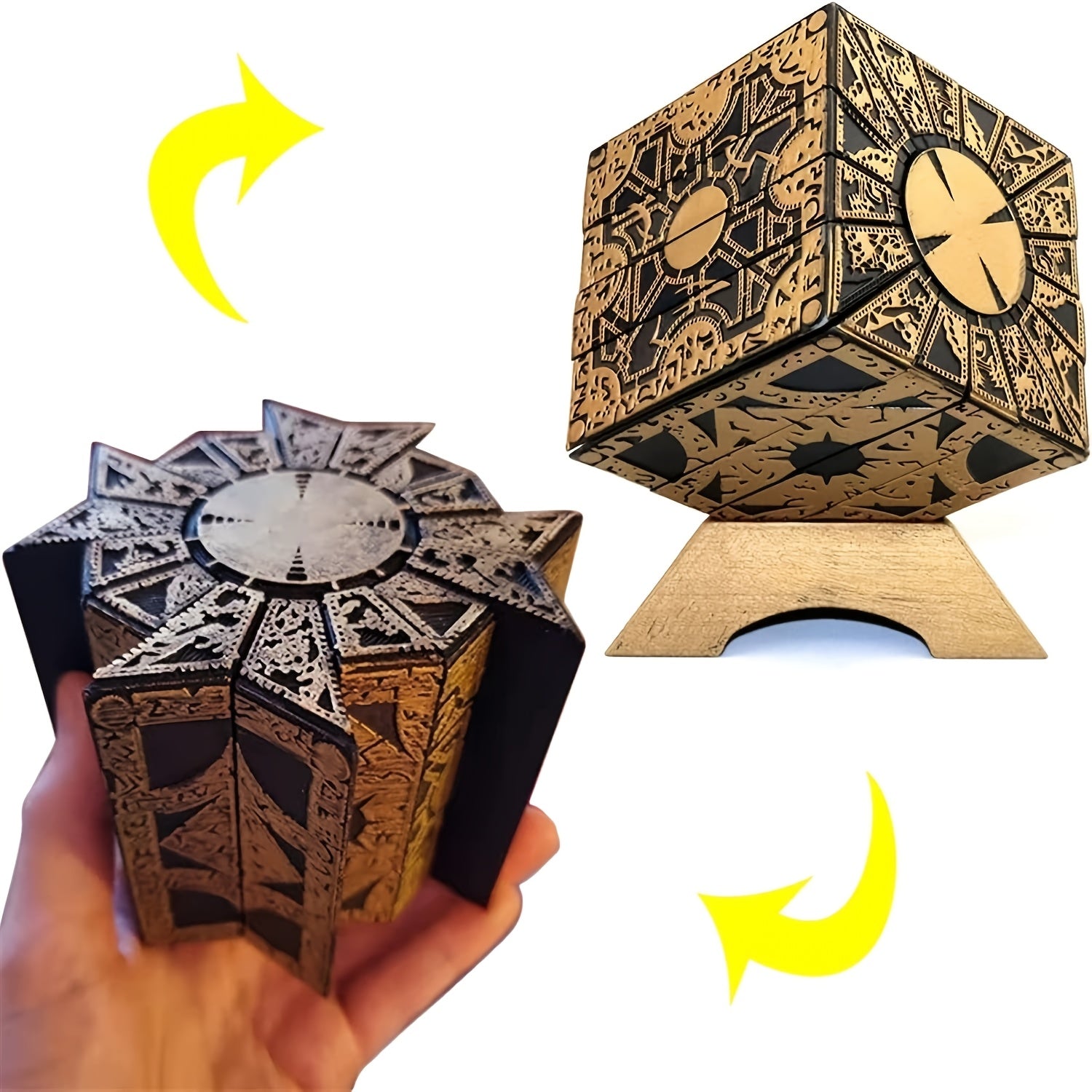 Puzzle Box Functional, Puzzle Cube Detachable - Lament Configuration with Base, Deformation Puzzle Lock Box Decoration