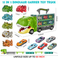 Dinosaur Truck Toys for Birthday Gift Idea, 2 Player Race Mode, Transport Carrier Kids, 63 Inch Foldable Race Track with 6 Dino Cars & 6 Die-cast Cars Durable Safety, Kids Christmas Gifts