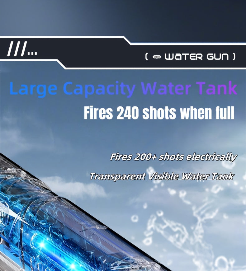 Auto-filling Electric Water Gun, Pulse Jet Water Gun with LED Light Show, 40-foot Long-range Fast Shooting Water Gun, USB Rechargeable Large-capacity Water Gun, Suitable for Children And Adults, Adult Water Gun Is Suitable for Swimming Pool Beach