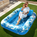 SYNCFUN 4 in 1 Suntan Tub Raft Floatie, Inflatable Tanning Pool Lounger Float, 70" X 46" Pool Floats Adult with Pillow, Sunbathing Bed Lounge for Water Blow Up Kids Ball Pit Party Gifts, L-Blue, Party Games & Activities
