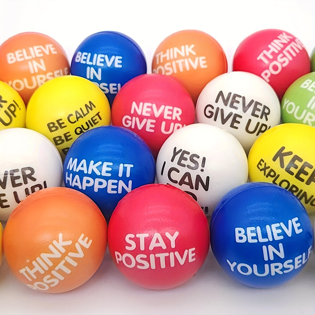 [Inspirational Sponge Balls] 30-Pack Inspirational Slogan Sponge Balls | 6.3cm Diameter, Classroom, Office, Team Building, Encouragement Reward, Creative Fun Hand Fitness Relaxation Ball, Party Event, Christmas Gift