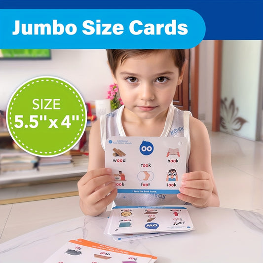 Phonics Flash Cards for Kids, 76 Cards 24 Principles, Durable English Language Learning Cards, Learn to Read Phonics Games, CVC Digraphs Blends Long Vowel Sounds, Interactive Spelling And Reading Aid, Ideal for Early Childhood Education, Classroom