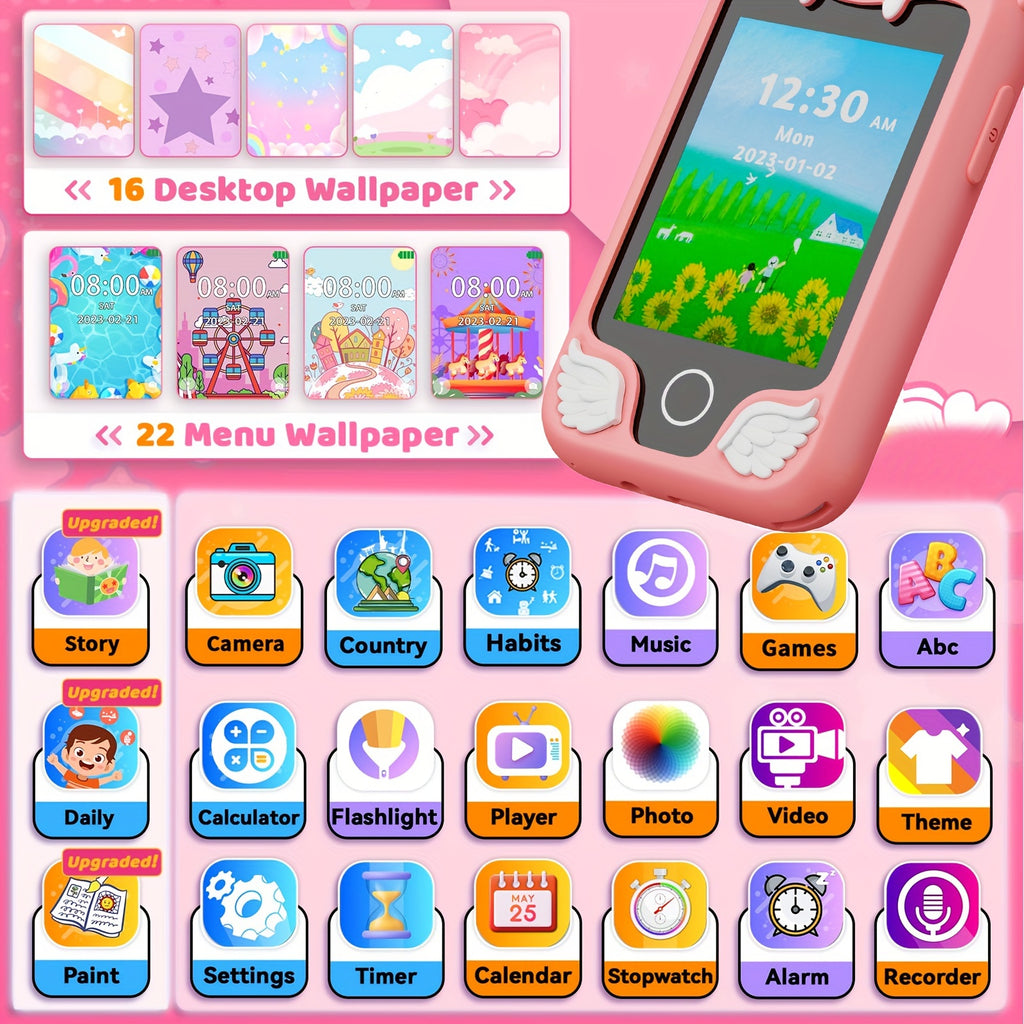 Kids Toy Smart Phone, Fun Explorer Phone with HD Touchscreen Dual Camera And 8GB Storage, Dinosaur Kids Play Phone Toy, Educational Travel Toy for Boys Girls 3-10, Birthday Halloween Christmas Gift