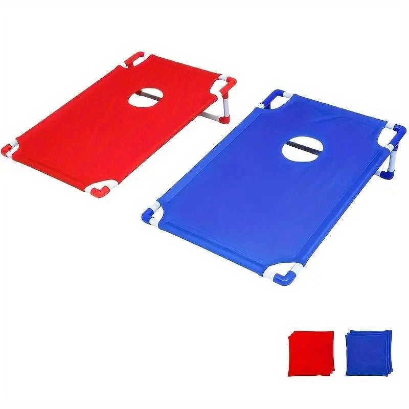 [Portable Beanbag Game] 1 Portable Beanbag Throwing Game Kit - Foldable, Durable, And Portable, Perfect for Outdoor Parties, Camping, And Backyard Fun - Available in Red And Blue Upgraded Versions, Includes 1 Hole Board And 12 Beanbags, Red And Blue Two-T