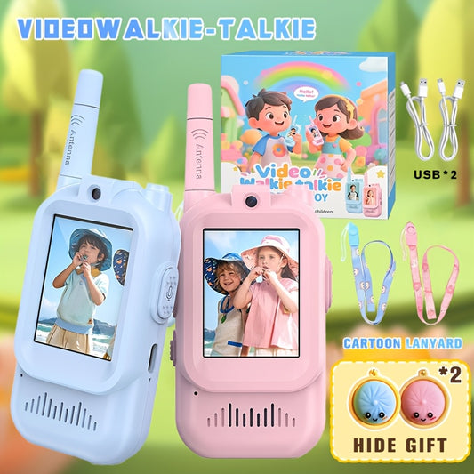 2pcs Children's Walkie-talkie Toys, 2.4GHz Wireless Walkie-talkies with Video Call And Voice-changing Functions, Equipped with High-definition Cameras, Long-distance Communication, Suitable for Children Aged 3-14, Ideal for Outdoor Play