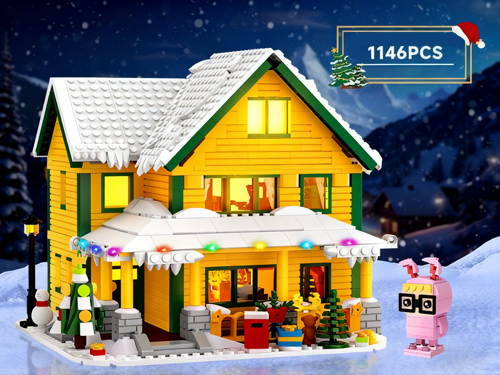 1146pcs Christmas Story Building Blocks Set, Classic Movie-Style Large Christmas House Model with Character Figures & Exquisite Interior, Suitable for Family & Family Interaction, Desktop Decoration & Collection, Safe High-Quality ABS Material