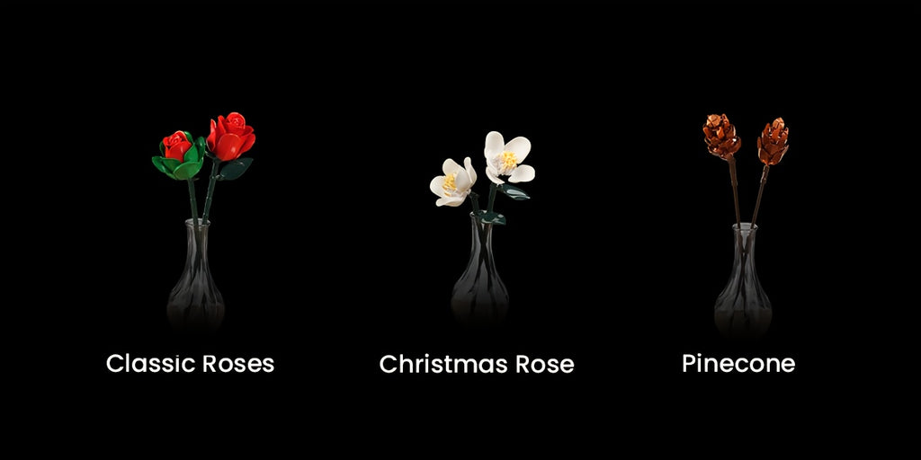 Rose and Lily Artificial Flower Decoration DIY Building Block Bouquet Toy Set, Girls' Birthday Gift, Mother's Day Gift, Rose Bouquet, Artificial Flower, Healing Flower Series Bouquet, Suitable for Desktop Decoration Flowers