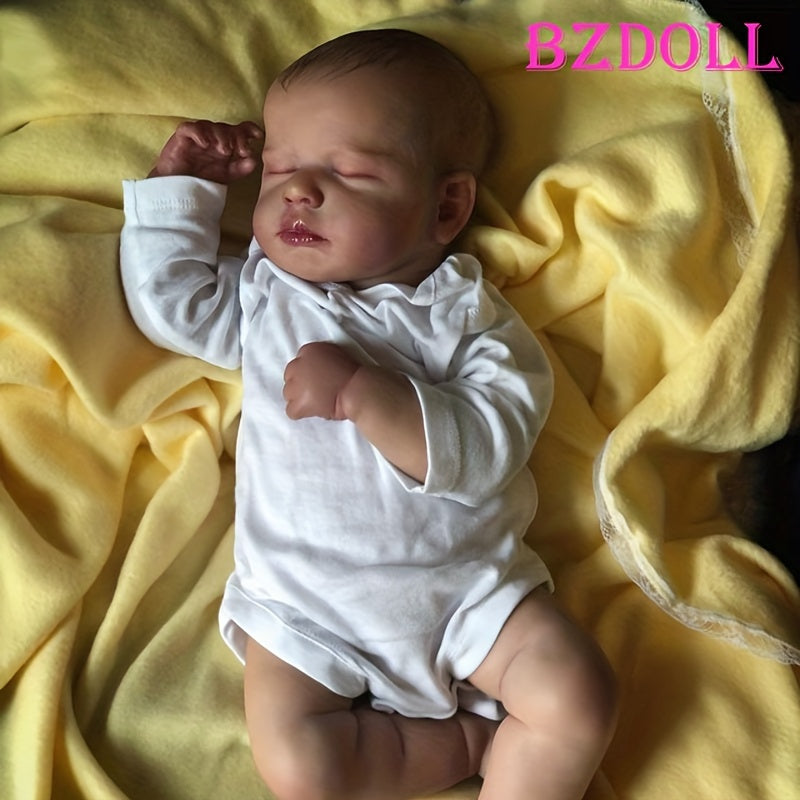 BZDOLL Reborn Baby Doll, Realistic Handmade Newborn Boy Girl, 3D-Painted Light Beige with Veins, Soft Head & Cloth Body, Lifelike Sleeping Doll, Birth Certificate & Outfit Included, 50cm/20", Ideal Gift for Collectors & Parents Present